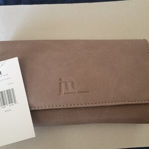 Jessica Moore Taupe Clutch Wristlet
